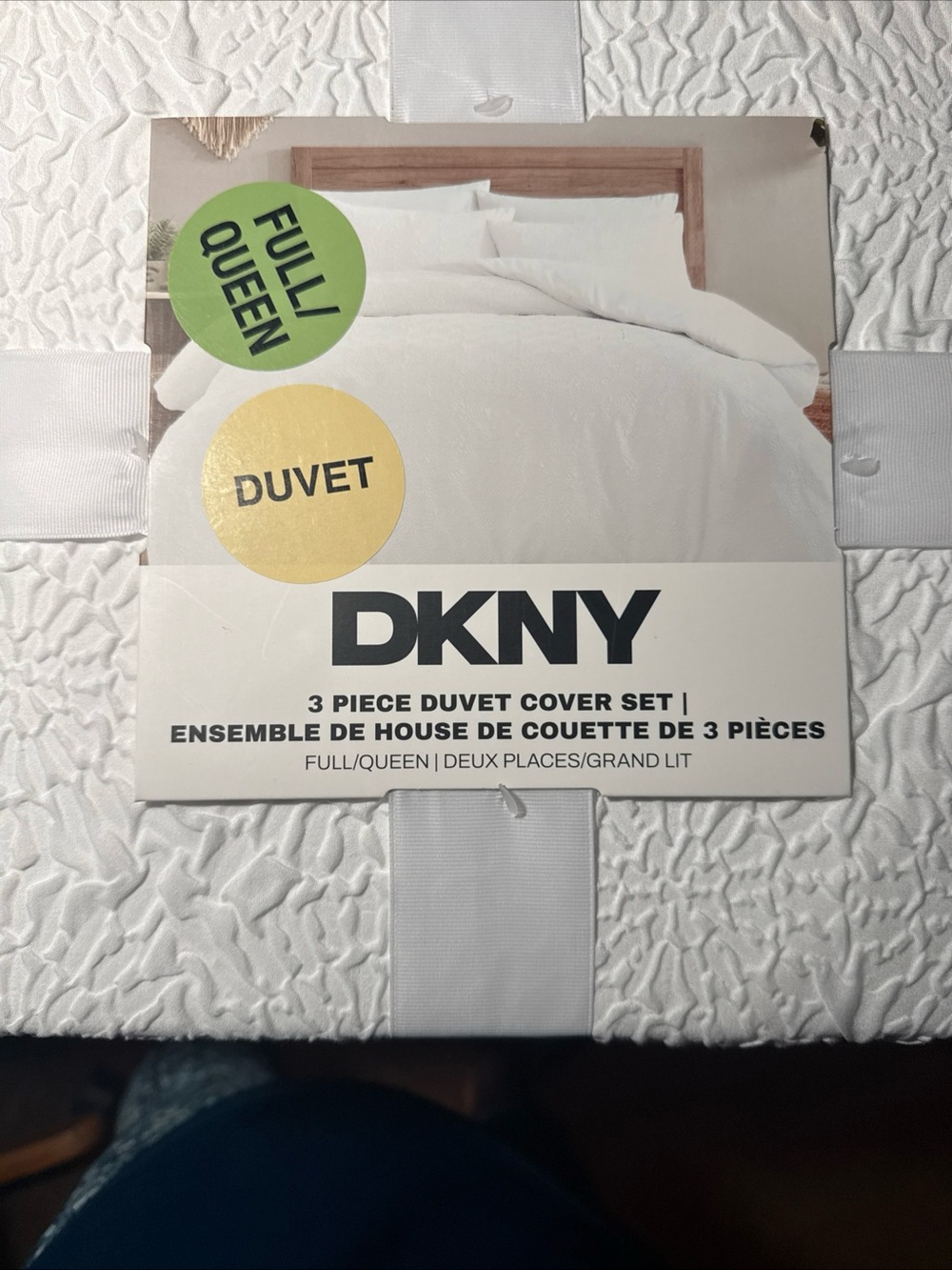 DKNY White Full/Queen 3-Piece Duvet Cover Set NWT